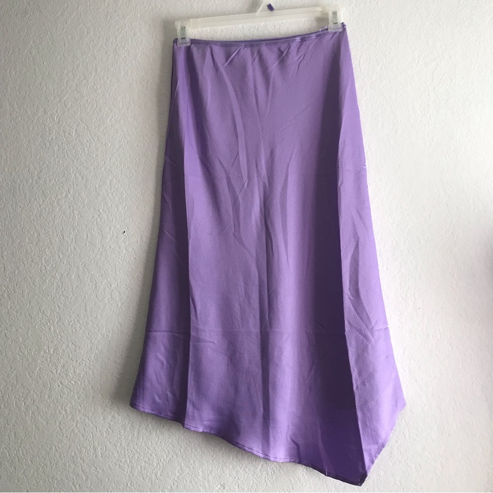 Lavender asymmetrical drape midi skirt